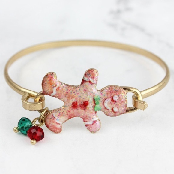 Christmas Bracelet Tipi Gingerbread Cookie Gold Tone - Picture 2 of 5
